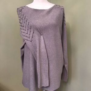 🍁NWT VILA MILANO Elongated Embellished Sleeves Jersey Top, L